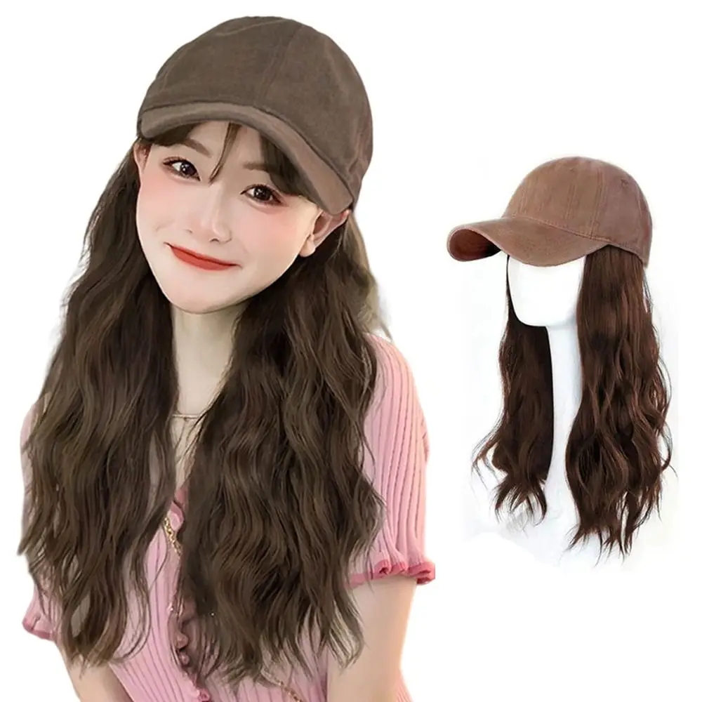 

Brown Black Baseball Cap Wig Dark Brown Cool Brown Adjustable Hat Adjustable High-gloss Synthetic Fibers