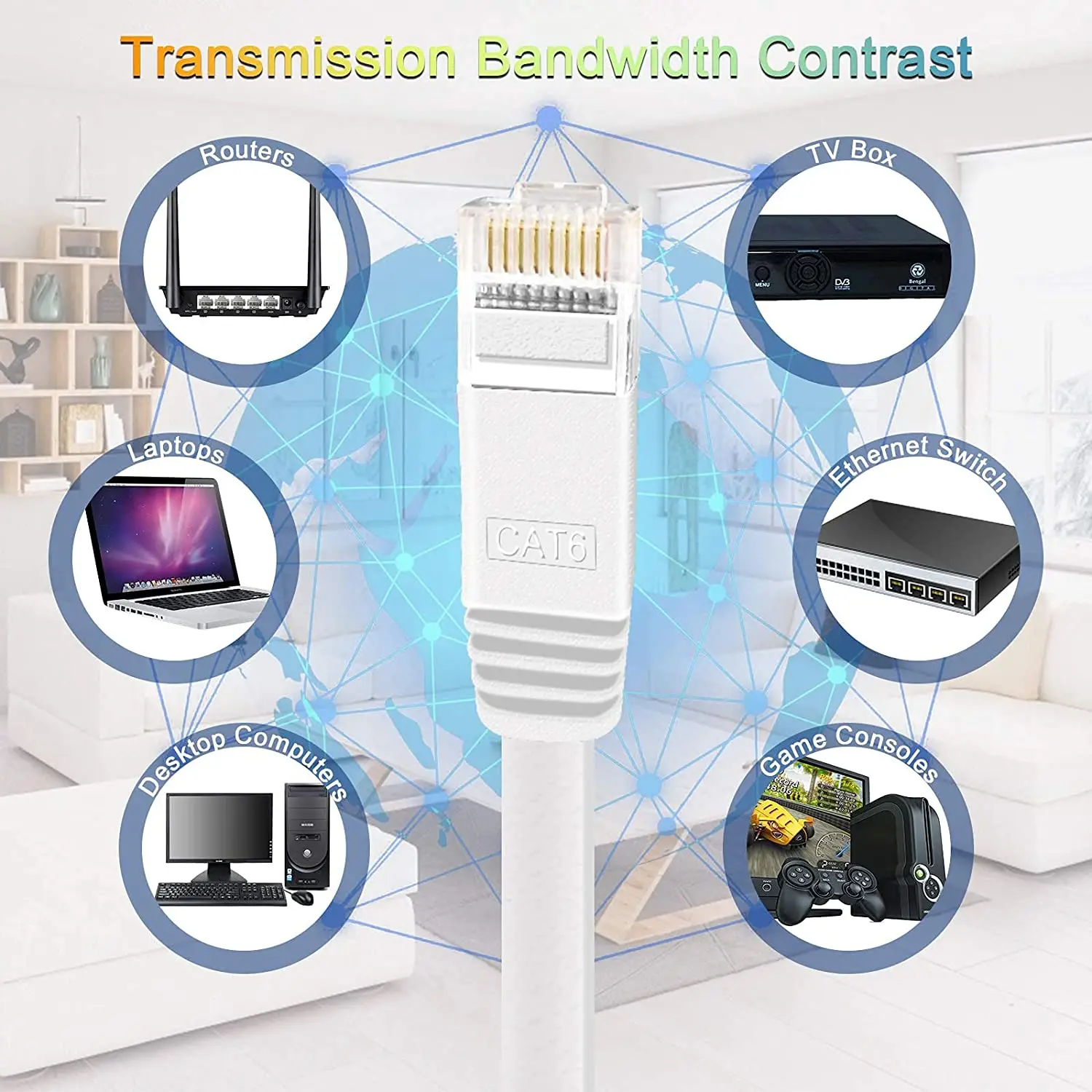 Cat6 이더넷 케이블 인터넷 LAN 네트워크 플랫 RJ45 컴퓨터 이더넷 패치 케이블 코드 0.1m 0.2m 0.3m 50m 이더넷 케이블 Cat 6