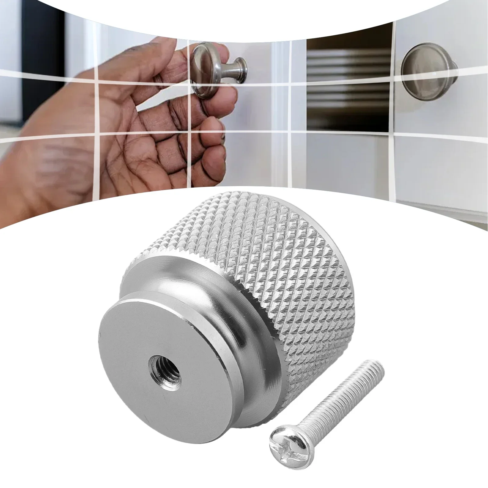 Knurled Cabinet Knob Matt Black Aluminium Cabinet Door Cupboard Wardrobe Drawer Round Pulls Funiture Handle Home Hardware Parts