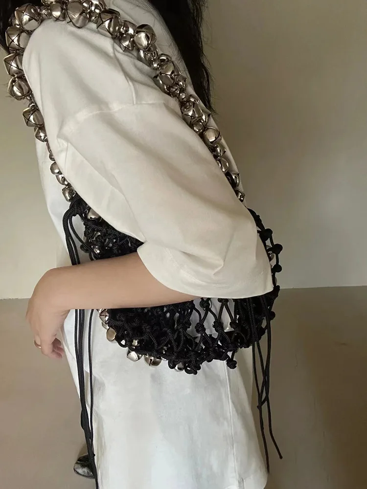 New Crochet Beach Handbag for Girls Summer Straw Rope Hollow Out Hand Woven Totes Bag Women Hollow Knitting Handbag