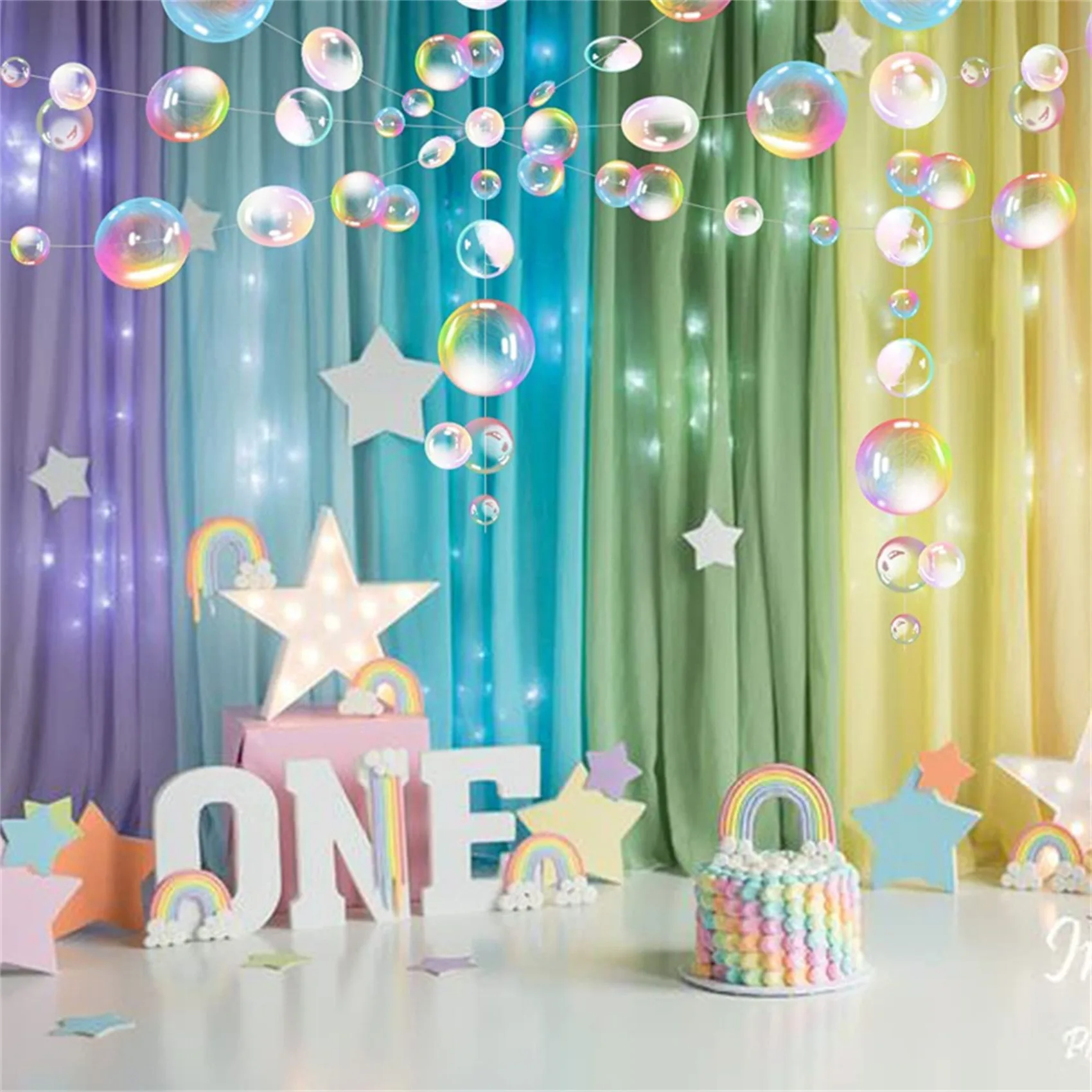 Under The Sea Party Decorations Colorful Bubble Garlands Ocean Themed Party Circle Hanging Banner Mermaid Birthday favor party decorations