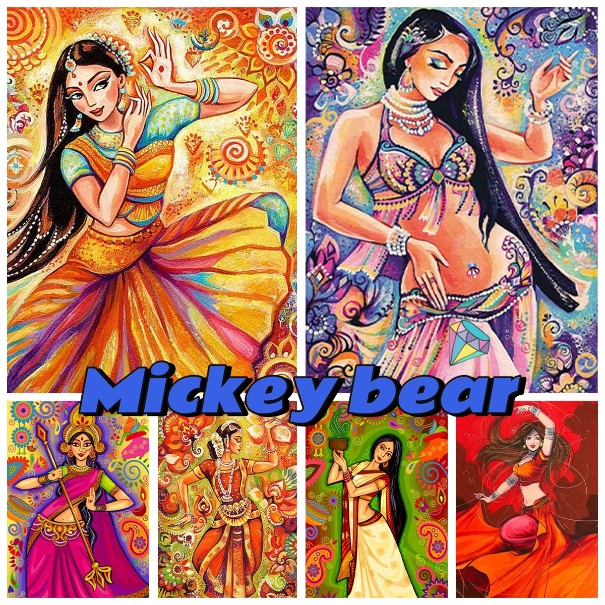 

Картина из страз "сделай сам" с индийской девушкой, картина из страз с цветным портретом в индийском стиле, вышивка крестиком, мозаика, домашний декор, подарки ручной работы