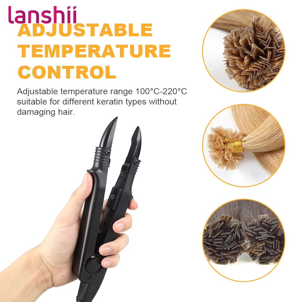 Lanshii K 팁 헤어 익스텐션 퓨전 도구 ? 케라틴 열 커넥터, 내구성이 뛰어나고 전문 스타일리스트에게 사용하기 쉽습니다.
