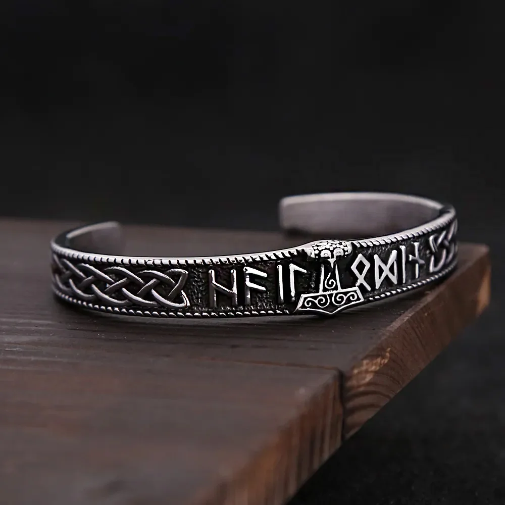 Vintage Viking Thor Hammer Bracelet stainless steel bracelet chain bracelet Stainless Steel Nordic Rune Bracelet For Men Amulet Jewelry Gifts Celtic Knot