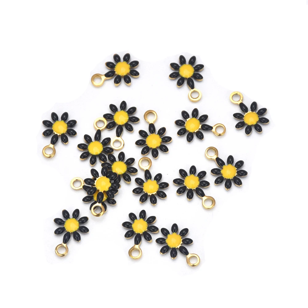 20Pcs 스테인레스 스틸 펜 던 트에 나 멜 꽃 매력 펜 던 트 DIY 귀걸이 목걸이 팔찌 쥬얼리 만들기 및 공예
