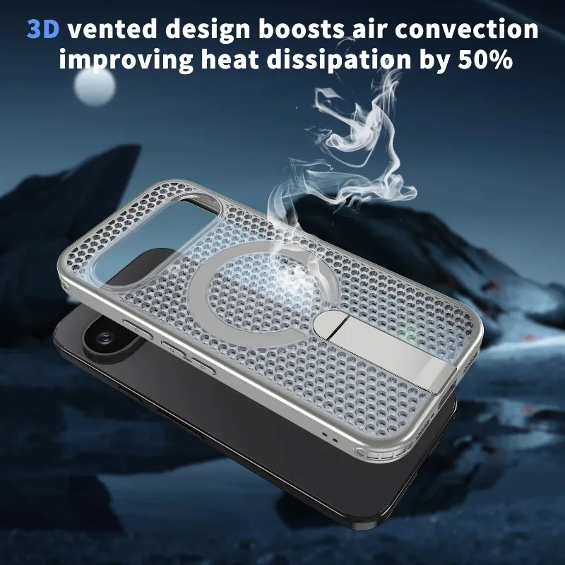 Transparent Heat Dissipation Magnetic Phone Case with PC Board Bracket