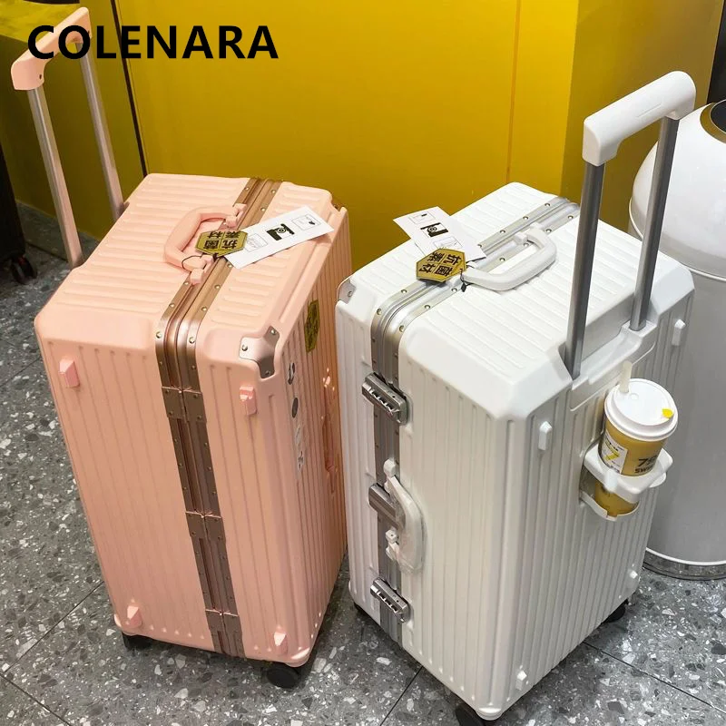 

COLENARA New Suitcase Men's Large-capacity Trolley Case Women's 22"24"26"28"30Inch Aluminum Frame Boarding Box Rolling Luggage