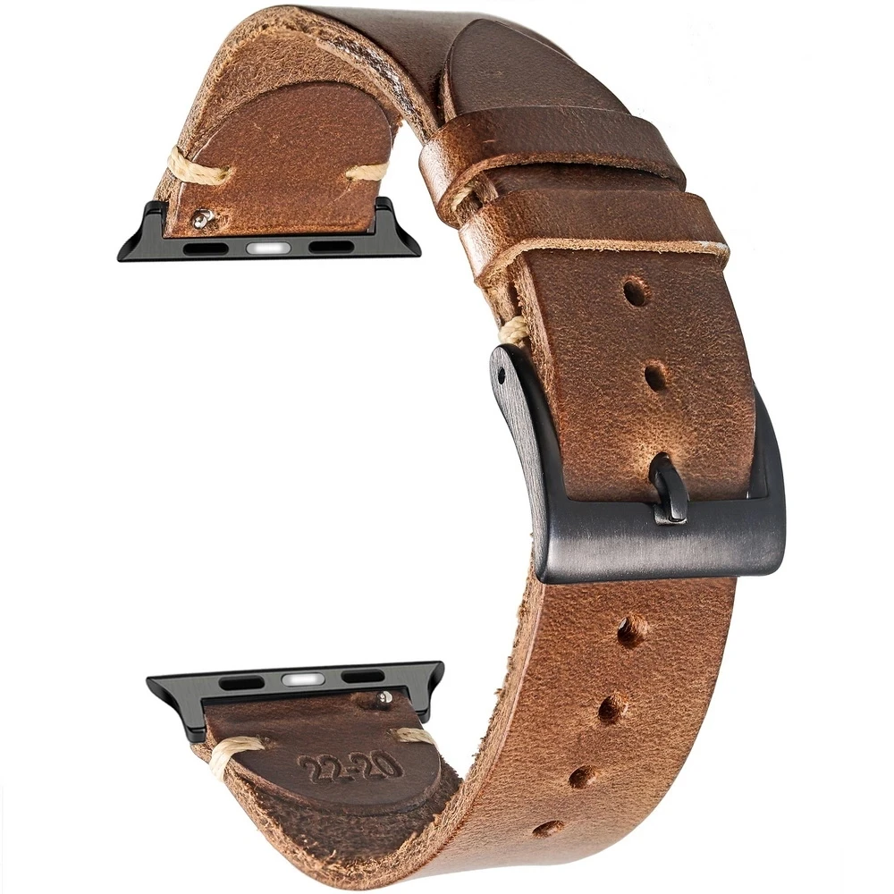

HEMSUT Compatible With Apple Watch Band Horween Leather Watch Strap For iWatch 42mm44mm45mm 38mm40mm41mm For Series7 6 5
