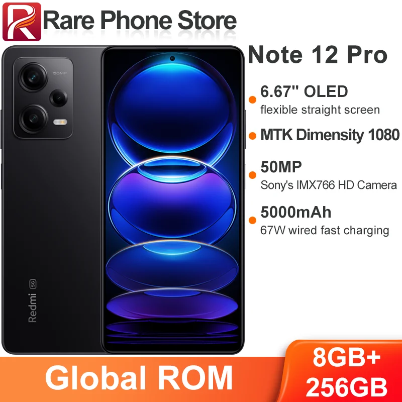 Global Rom Xiaomi Redmi Note 12 Pro 256Gb Mtk Dimensity 1080 6.67 "Schermo Oled 50Mp + 16Mp Fotocamera 67W Ricarica Rapida Batteria 5000Mah