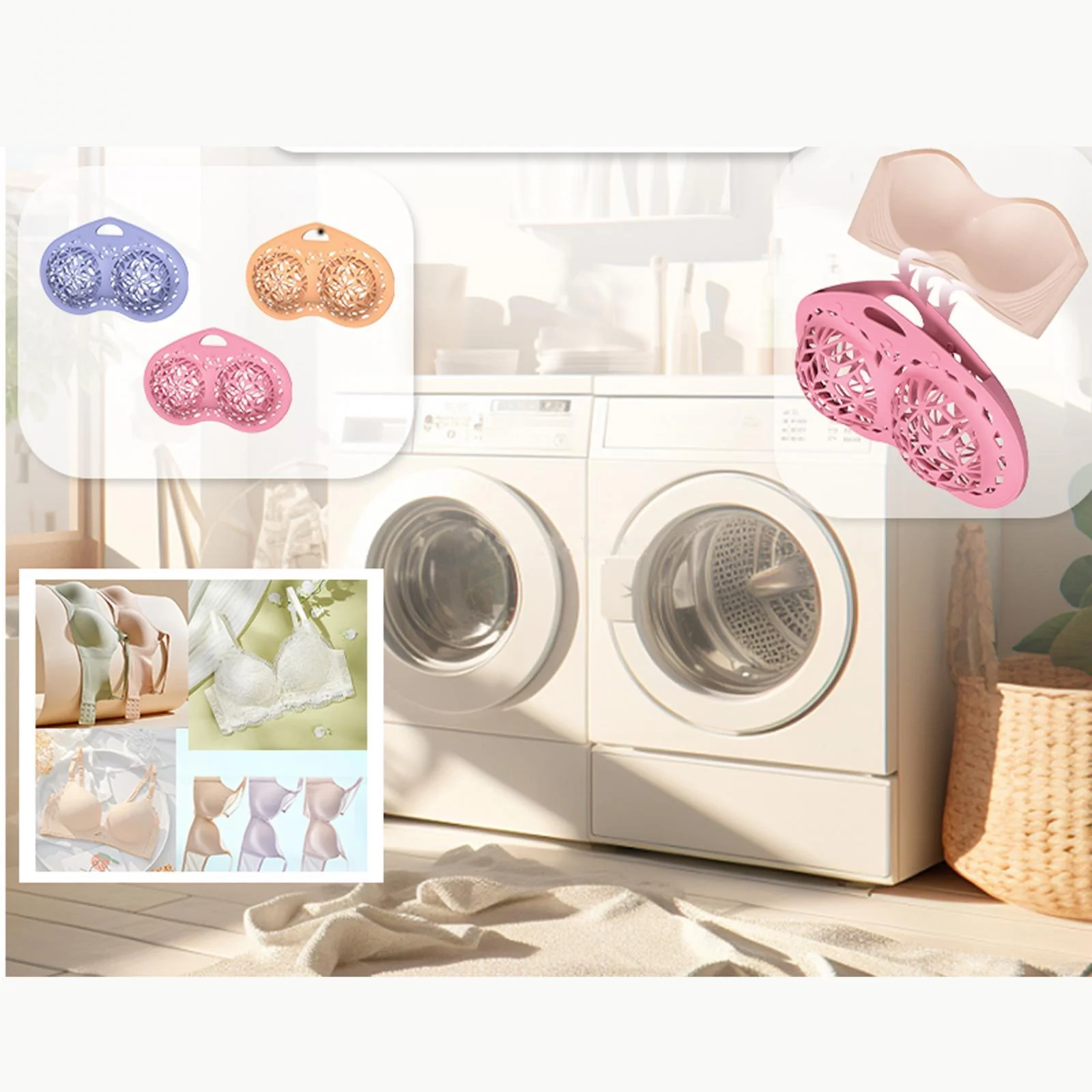 Bra Washing Bag Silicone Bra Laundry Bag Women Portable Cleaning Silicone Lingerie Bag for Panties Ties Clothes Underwear Towel 2