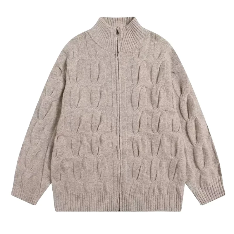 봄과 가을 남성 패션 트렌드 미국 레트로 고급 니트 가디건 야외 종합 트레이닝 스포츠 가디건