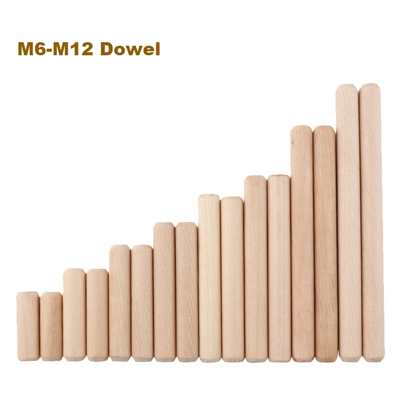 50/100Pcs M6 M8 M10 Dowel Cabinet Wood Tenon Furniture Fitting dowel  Woodworking Dowel M10 M12