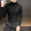England Style Spring Autumn Solid Color Long Sleeve Sweater Knitted Men's Clothing Half High Collar Screw Thread Pullover Tops 1