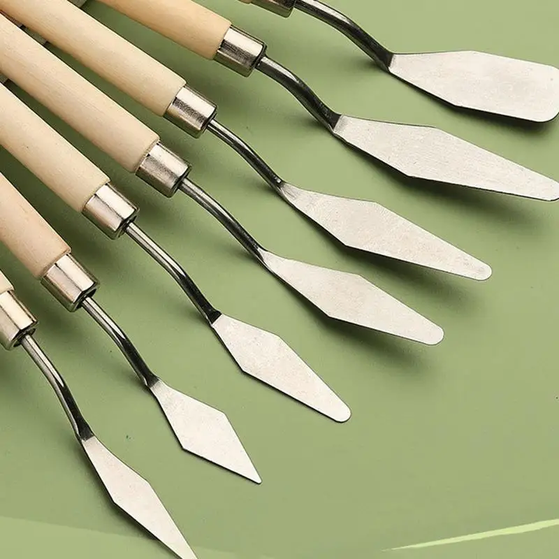 Stainless Steel Ceramics Spatula Polymer Clay Scraper Pottery Modeling Tools Art Oil Painting Knives 7Pcs/Set Cake Spatula Kit polymer clay tools pottery sculpting tools clay sculpting tools pottery tools clay craft tool