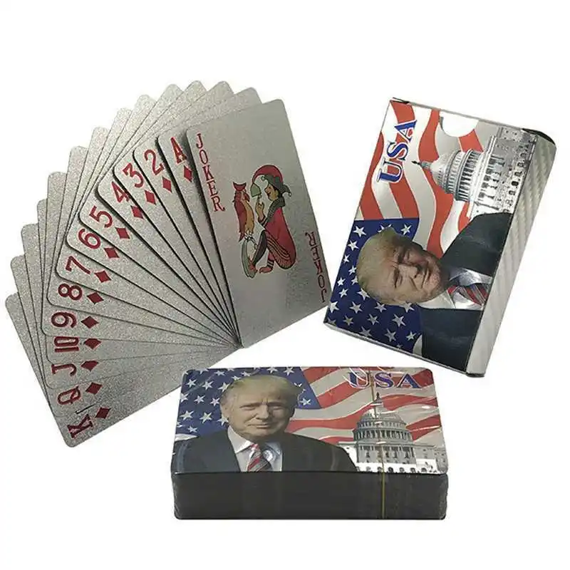 Новые Дональд Трамп водонепроницаемые пластиковые игральные карты цветная