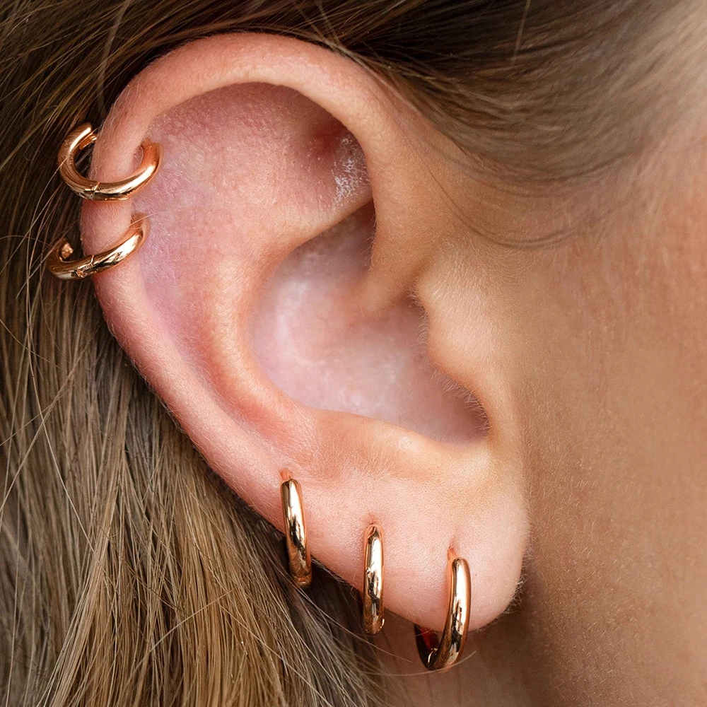 Pendientes de aro de oreja para mujer, Piercing de lóbulo