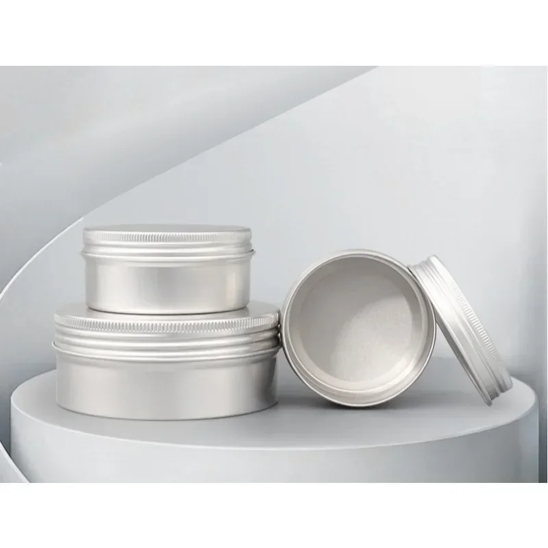 5-100g Multi Specification Threaded Circular Aluminum Box Metal Sub Packaging Box Storage Boxs Sealed Wax Empty Can Cream Boxes
