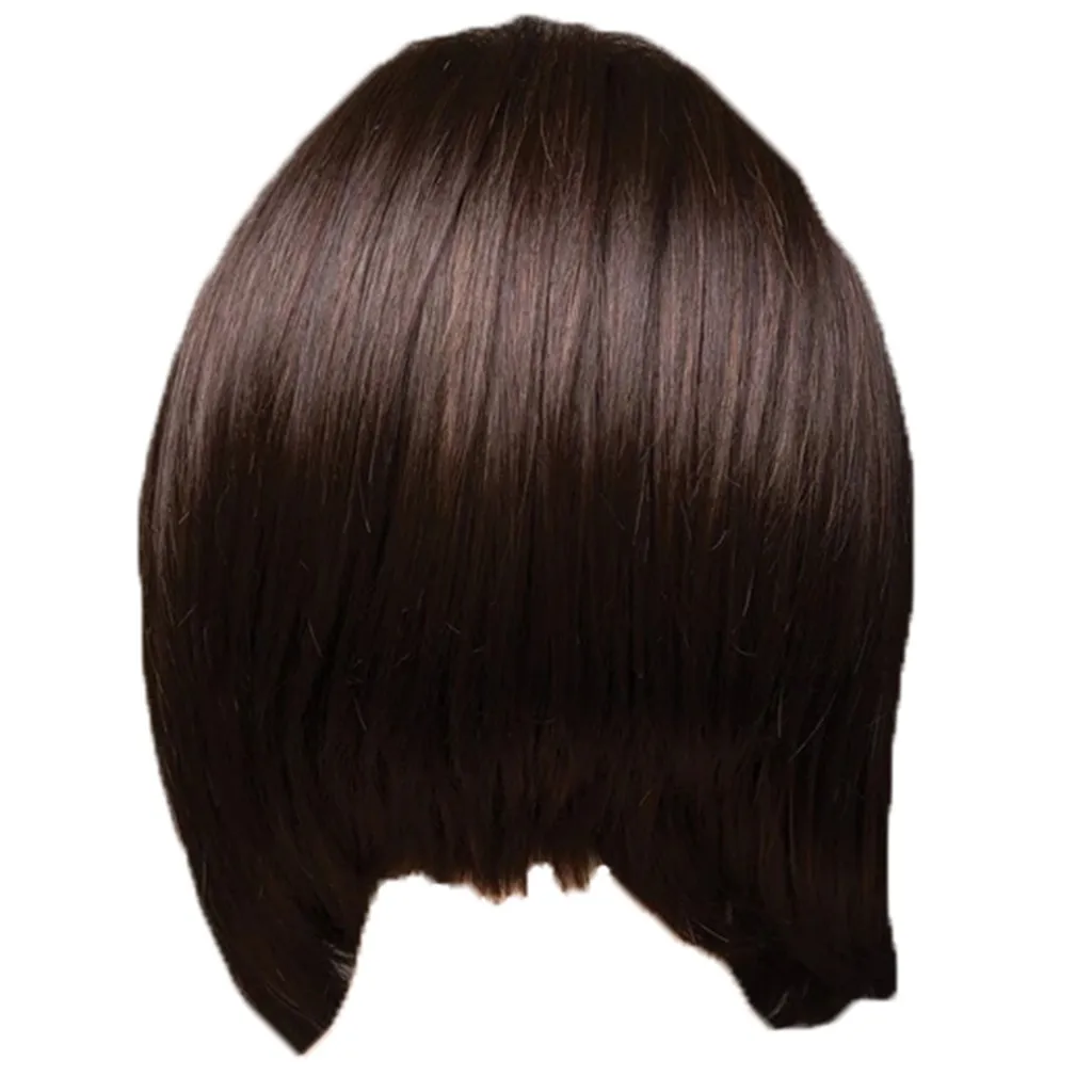 

Short Bob Human Hair Wig Fashion Center Part Straight Wig Brown Lace Front Wig For Women Modify Face Shape Wig 12 Inches