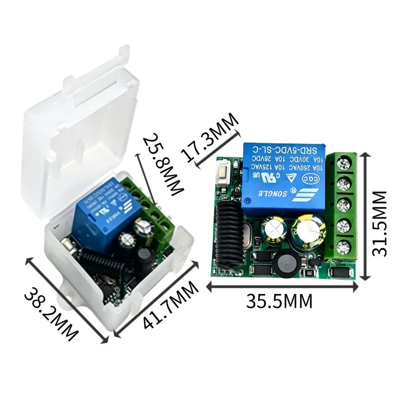 433Mhz 무선 원격 제어 스위치 AC 110V 220V 10A 릴레이 1CH 수신기 컨트롤러 및 2버튼 RF 433Mhz 송신기