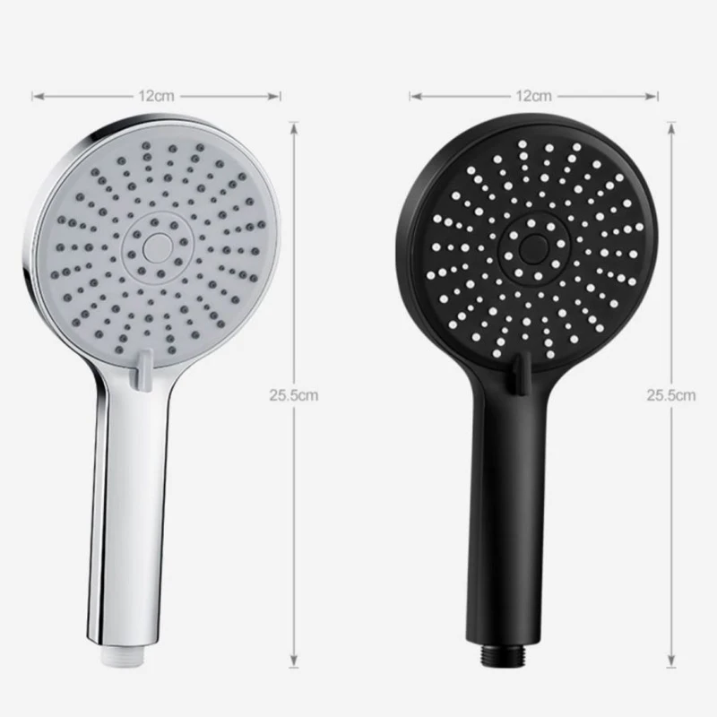 New 5 Modes Shower Head High Pressure Big Panel Large Flow Silver Black Showers Massage Handheld Showerhead Bathroom Accessories 6