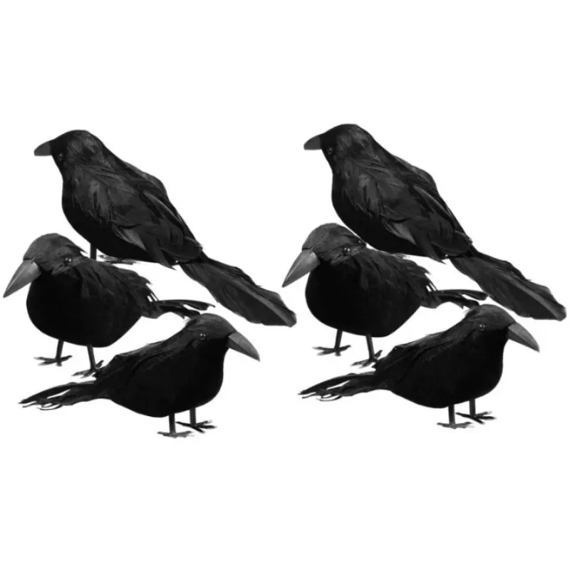 Realistic Artificial Crows Party Ornament Halloween Decorations 2023 Halloween Party Props Horror Crow Decoration 6pcs 5