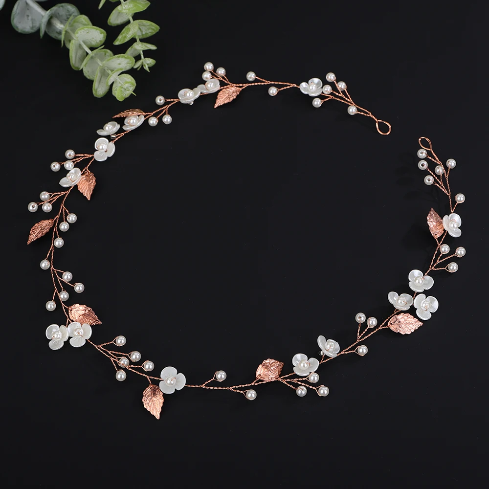 Bridal Hair Accessories Fashion Flower and Leaf Women Headband Vine Pearl Silver Gold Wedding Bride Hair Party Ornaments