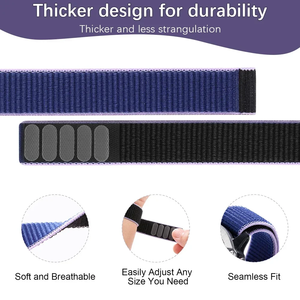 Breathable Nylon Loop Strap - 22mm/26mm Adjustable Watchband