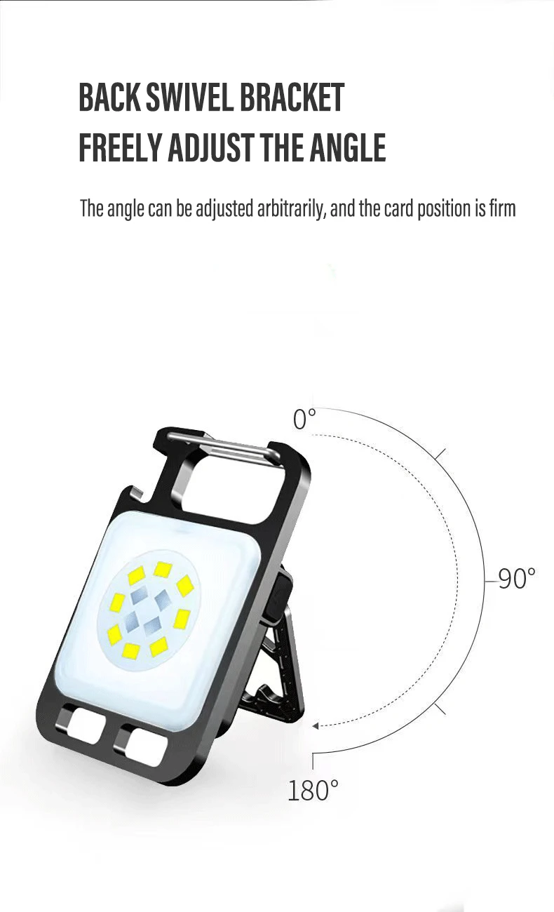 cob luz portátil multifuncional luz da mão mini lanterna usb recarregável chaveiro luz de advertência quatro modos trabalho