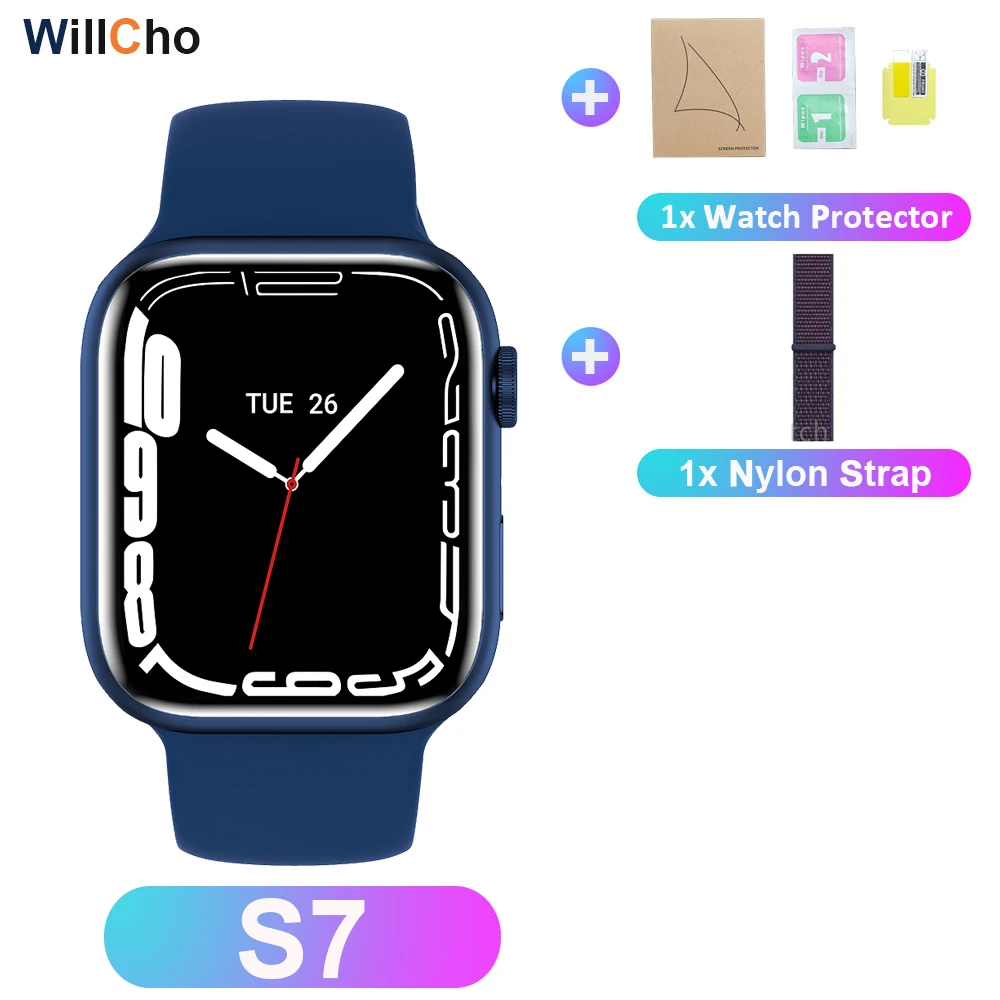 2022 S7 Smart Watch Iwo 14 Pro Nfc Voice Assistant Bluetooth Dial Answer Call Watch for Men Smart Watch Women Series 7 Pk W37Pro 