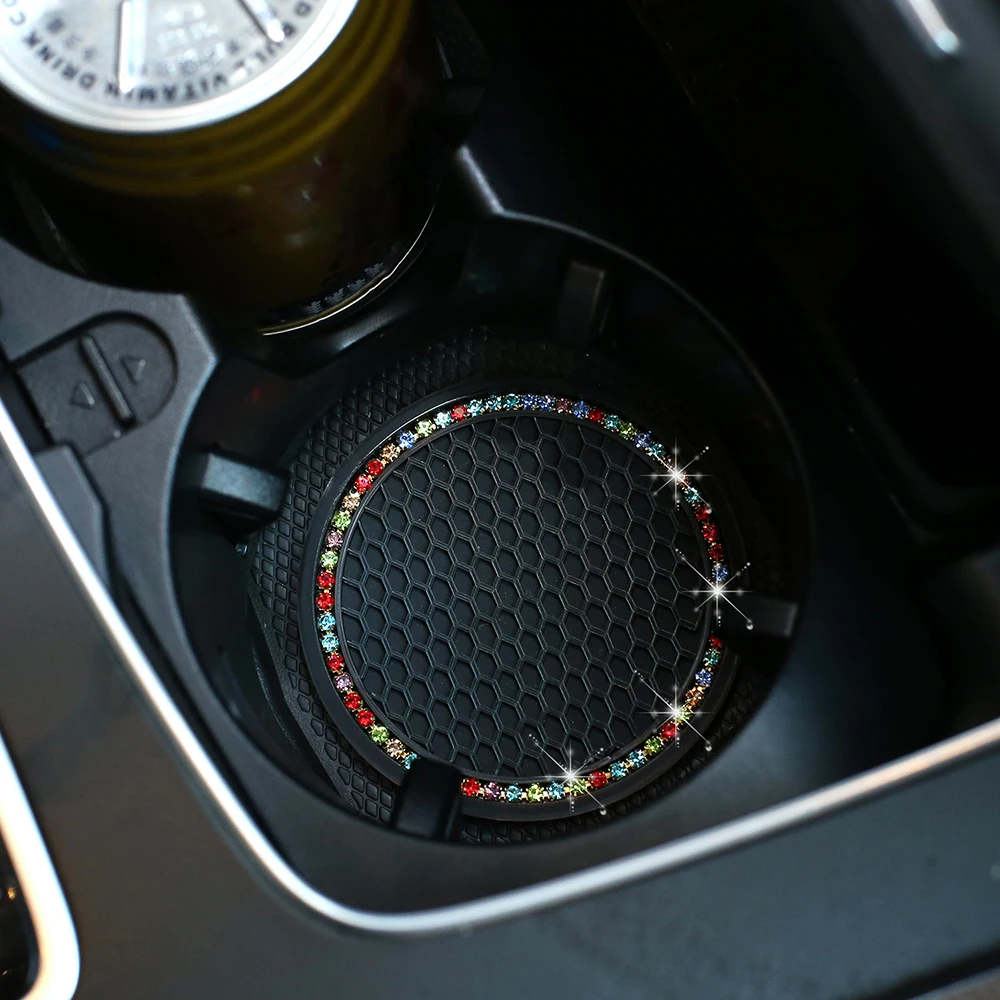 Rhinestone Car Water Cup Bottle Holder Anti-slip Mat Pad Silica Gel Non-slip Car Mat Mini Cooper Alfa Romeo Interior
