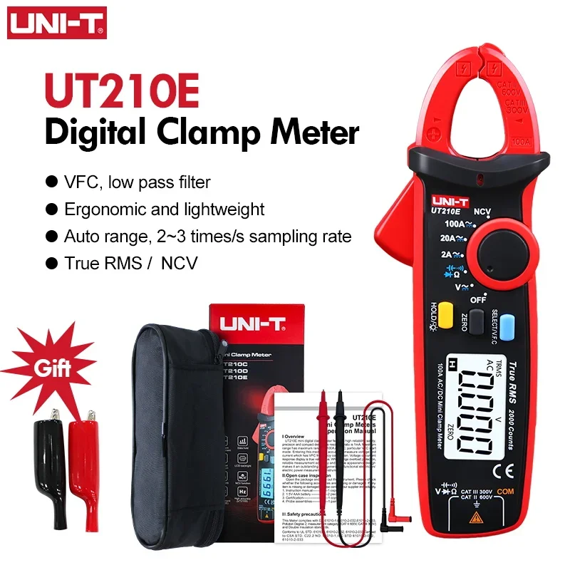 

UNI-T UT210E Digital AC DC Current Clamp Meter True RMS Pliers Ammeter Voltage Tester Multimeter Resistance Frequency Meter