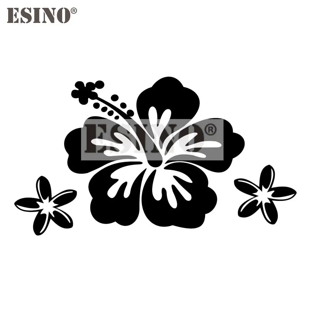 

Car Styling Hibiscus Rosa Sinensis Flower PVC Carving Waterproof Decorative Sticker Car Bumper Glass Body Pattern Vinyl Decal