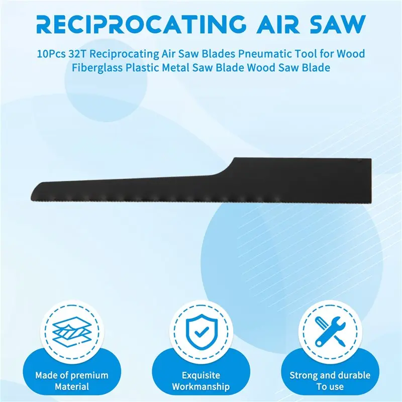 Enhanced Reciprocating Air Saw Blades - 10-Piece Set