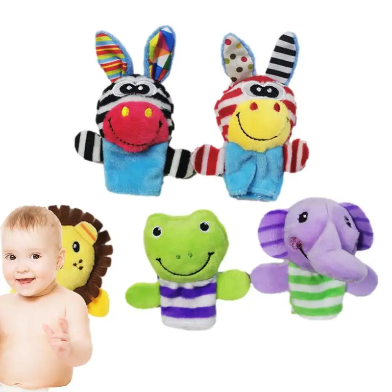 

Baby Rattles Soft Plush and Cotton Toy Cute Animals Sock Hand Rattles Wrist Set Newborn Development Educational Toy for Children