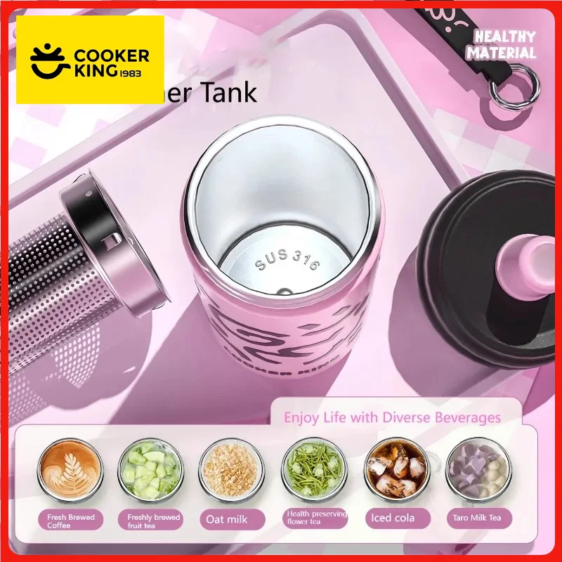 COOKER KinG Thermal Straw Cup Stainless Steel Thermos Water Bottles Tumbler Keep Cold and Hot Travel Mug Home Office Drinkware