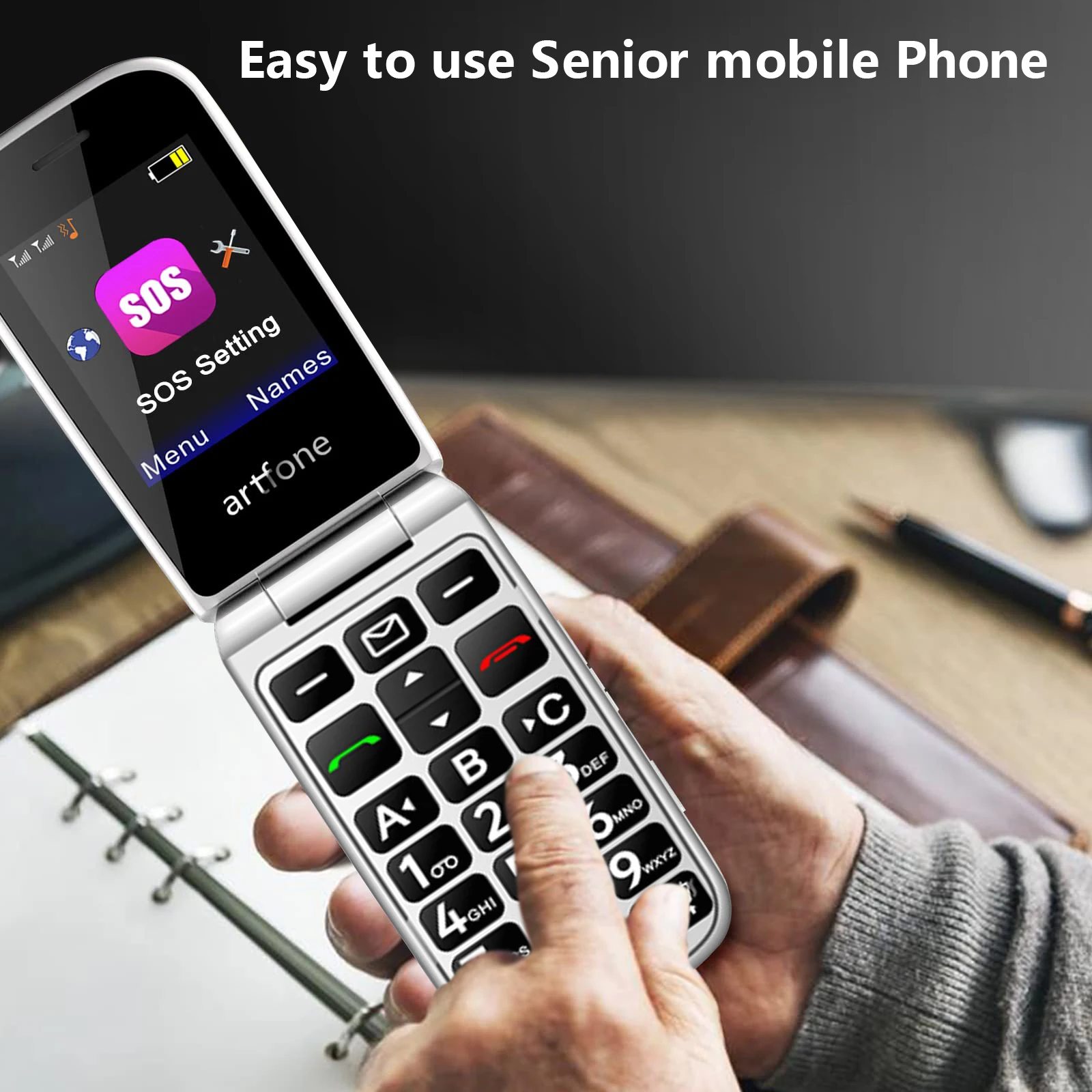 Artfone F20 Big Button Senior Flip Mobile Phone For Elderly Unlocked Celulares Single Sim Wireless FM Bluetooth 3