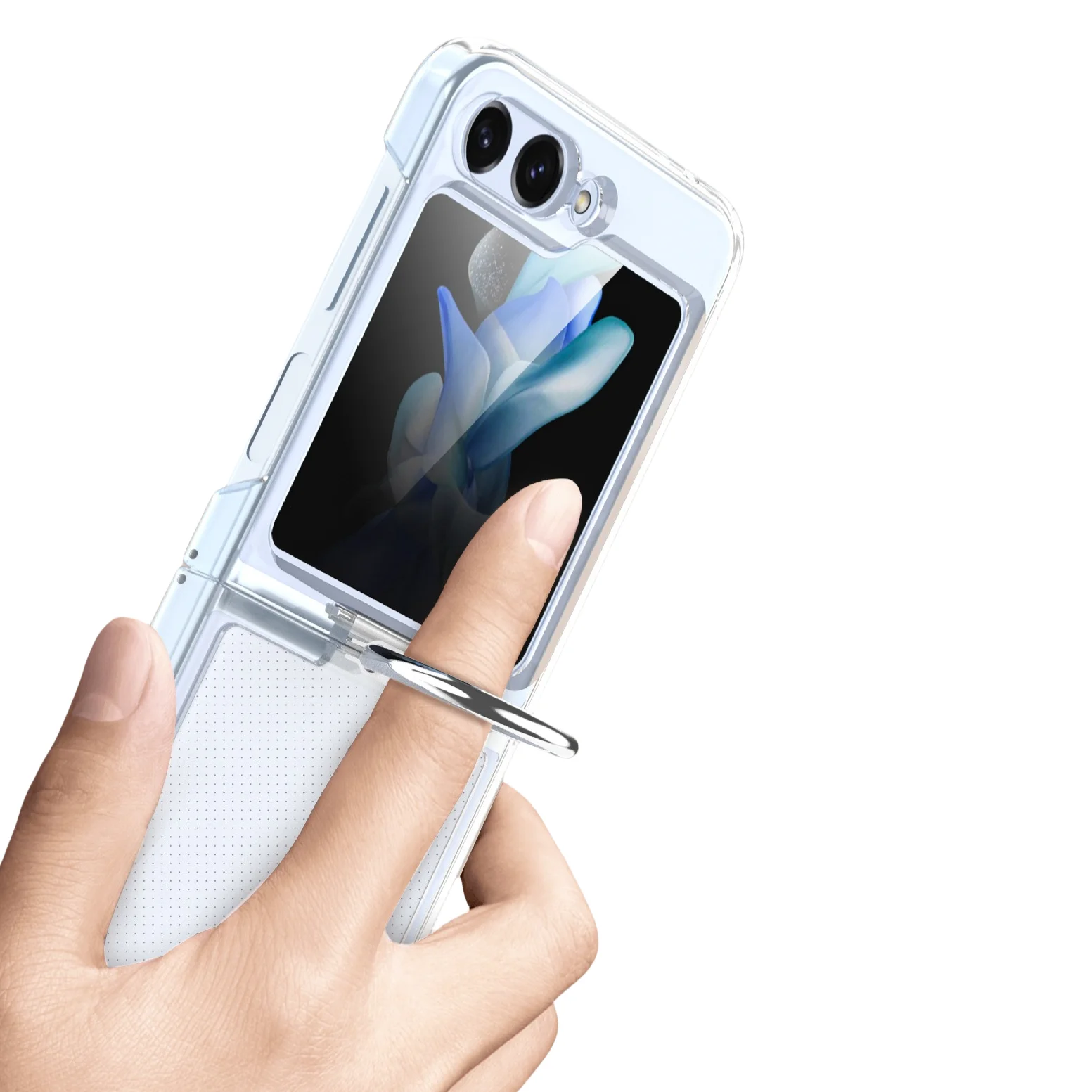 Fashion Folding Ring Silk Lanyard Phone Case For Samsung Galaxy Z Flip 3 4 5 Shockproof Protective Cover_voghion.com