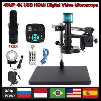 48MP 4K HDMI USB Electronic Digital Video Microscope Camera 180X Zoom C Mount Lens With LED Light For Lab PCB Phone Repair Tools 1