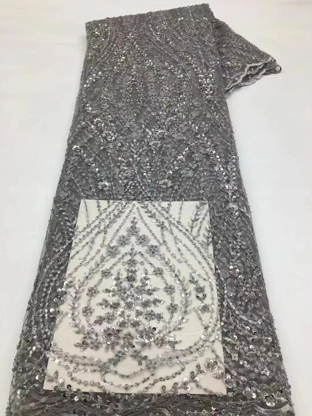 

African Tulle Sequins Lace Fabric 2022 High Quality Mesh Lace Fabric 5 Yards Embroidered Nigerian Lace Fabrics For Party Dress