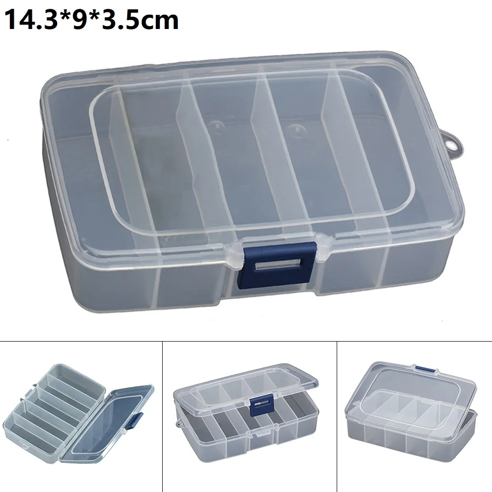 Tool storage box 1PC Plastic 14.3*9*3.5 Cm 5-Grid Transparent