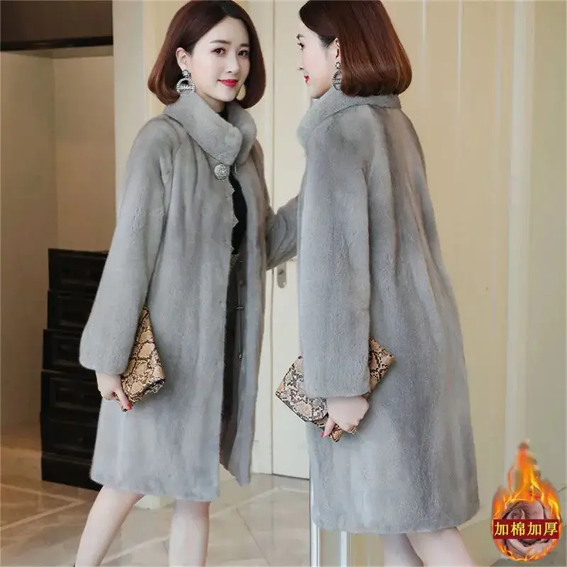 2026 Spring  Autumn NewCoat Fashion Design Sense Is Thin Wild Temperament High-End Imitation Mink Jacket Ladies Trend Thick 5XL - Image 7