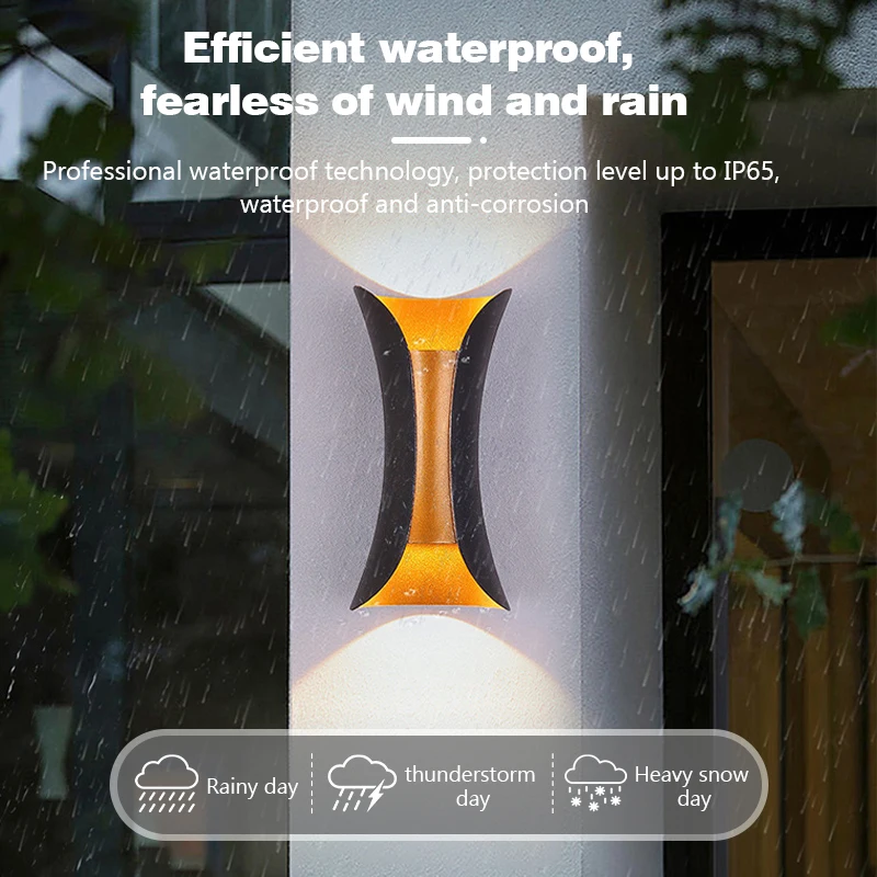 LED Wall Light Outdoor Waterproof IP6510W Porch Garden Wall Lamp Indoor Bedroom Bedside Decoration Lighting Lamp Black