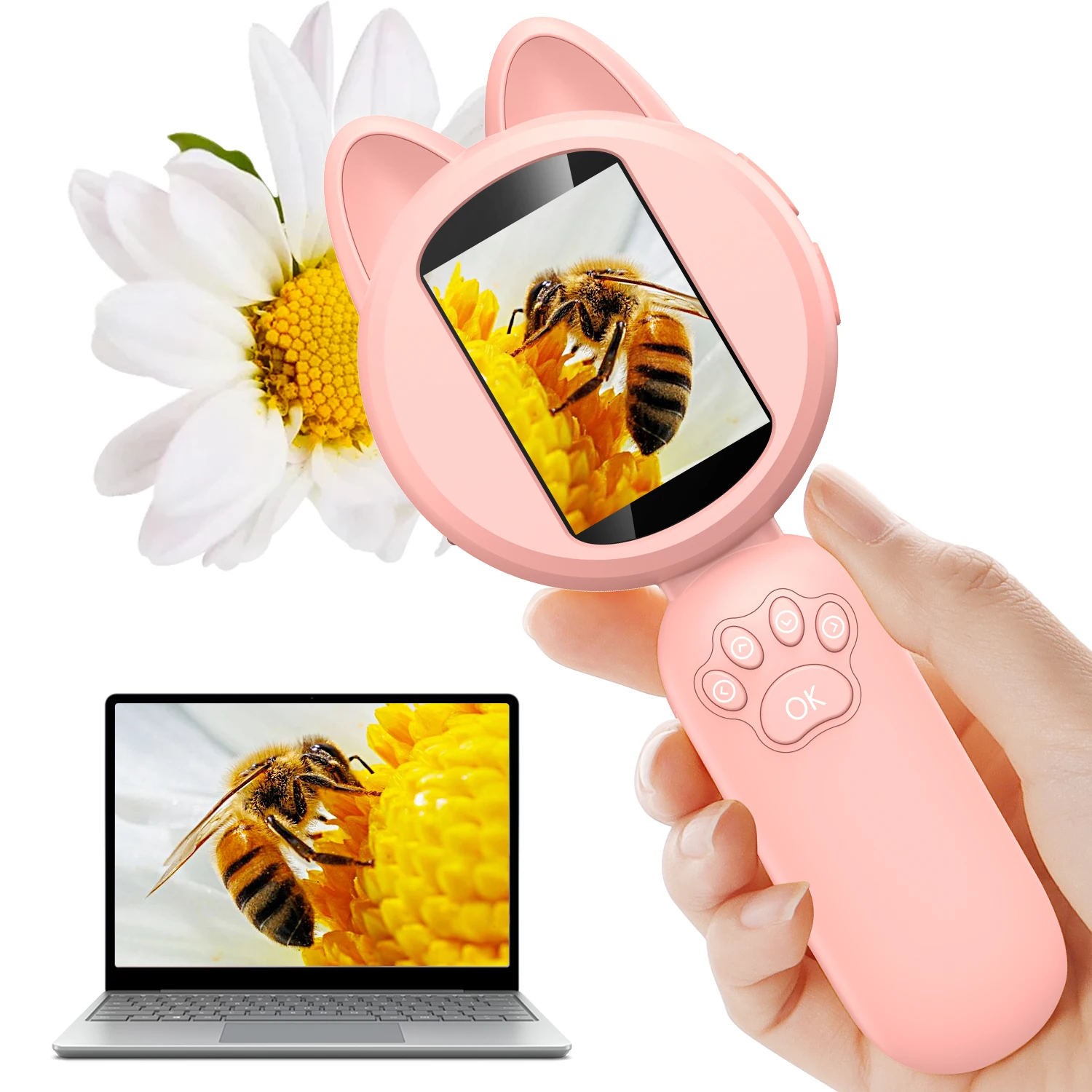 Outdoor Exploration Microscope for Kids Portable Digital Microscope with 2" IPS Screen, Summer Camping Travel STEM Toy Age 5-12