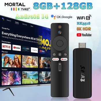 TV Stick 2026 TVR3+ con Interfaz de Usuario Dual, 8K HD, WIFI 6, Android 14.0, RK3518 Quad Core, 8GB RAM, 128GB ROM, Reproductor Multimedia para Cine en Casa 1
