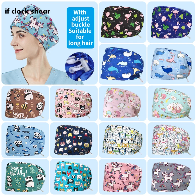 High Quality Beautician Scrub Hat Lab Work Caps Cotton For Women