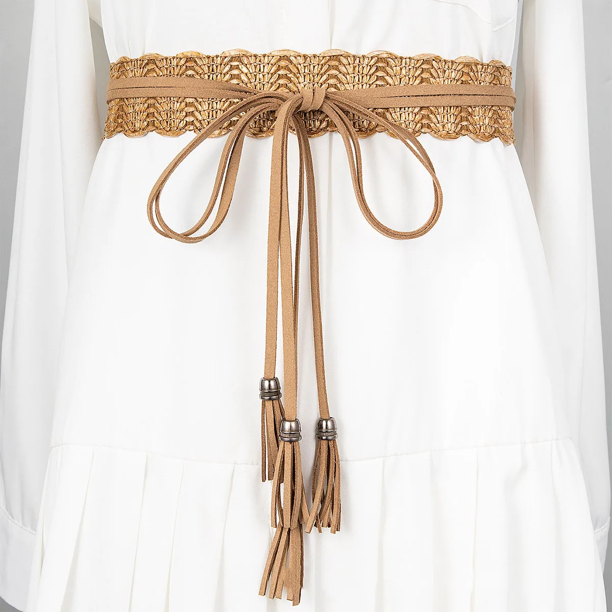 

Woman 4cm wide PP Straw Rope Tie Belt Woven Straw Long Belt Beach Holiday Belt Dress Decoration All-match Bohemia Waist Tie Band