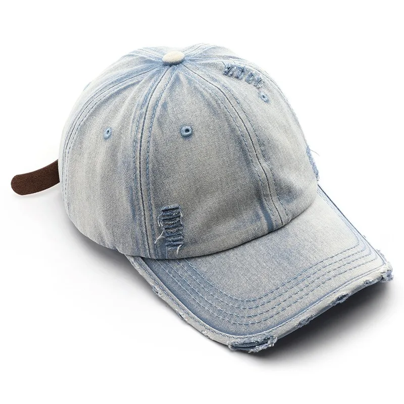 D&T 2024 New Fashion Baseball Cap Men Women Cotton Material Adjustable Retro Distressed Holes Vintage Sun Protection Casual Cap 3