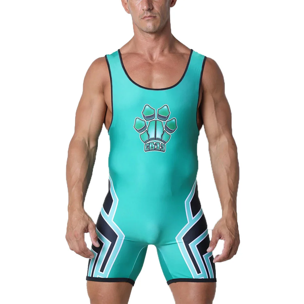 Men's Wrestling Singlet Suit Tummy Control Wear GYM Sleeveless Sports Triathlon Bodysuit PowerLifting Weightlifting Clothes