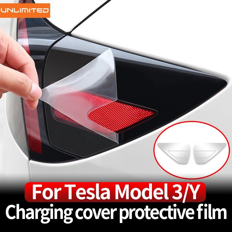 

Car TPU Transparent Trim Stickers For Tesla 2021-2023 Model 3 Model Y Charging Cover Protective Film Decoration Accessories Kit