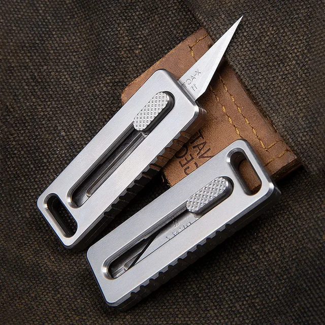 Titanium Alloy Box Cutter Retractable Exacto Knife EDC Razor Blades Utility  Knife Keychain Paper Cutter Small Pocket Knives - AliExpress